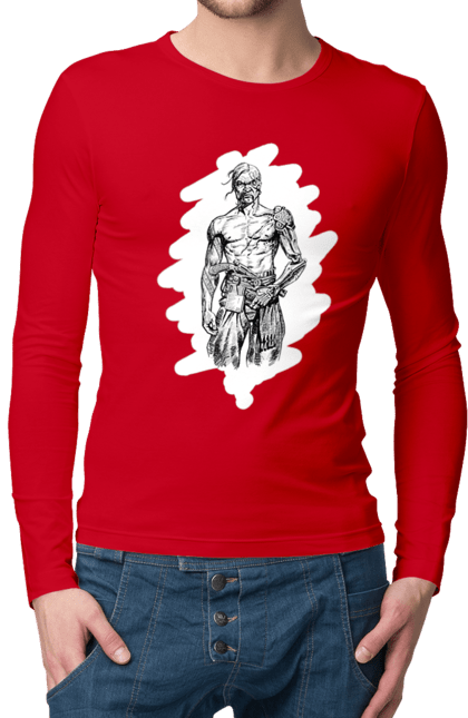 Чоловічий лонгслів з принтом "Кіборги україни". Вуса, зброя, кіборг, козак, патріот, пістолет, українець, чуб. 2070702