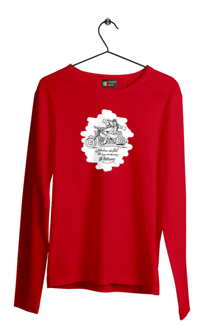 Чоловічий лонгслів з принтом "Шевченка на мотоциклі". Вірш, енеїда, книги, кобзар, мотоцикл, українка, шевченка. 2070702