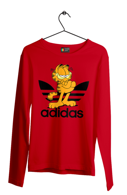 Чоловічій лонгслів з принтом "Adidas Гарфілд". Adidas, garfield, адідас, гарфілд, голод, кінокомедія, кіт, комедія, фільм. 2070702