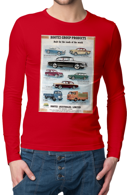 Чоловічий лонгслів з принтом "Аутомобільйо". Rootes, rootes (australia) limited, rootes group, rootes group products. 2070702