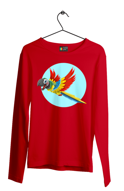 Men`s longsleeve with prints Parrot. Cockatoo, colored parrot, colorful parrot, flying parrot, parrot. 2070702