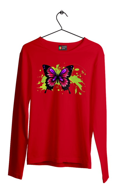 Men`s longsleeve with prints Pink Butterfly. Butterfly. 2070702