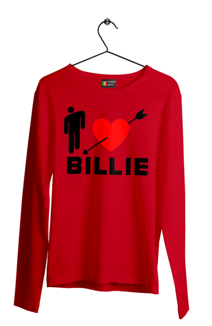 Чоловічий лонгслів з принтом "Біллі Айліш". Біллі айліш, логотип біллі айліш, принт біллі айліш, співачка біллі айліш. 2070702