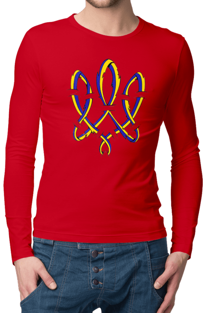 Чоловічий лонгслів з принтом "Тризуб України герб". Воля, герб, символ україни, тризуб, тризуб україни, тризуб україни герб, україна, українська символіка. 2070702