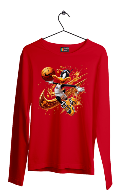 Men's longsleeve with prints Daffy Duck Nike. Cartoon, character, daffy duck, duck, looney tunes, merrie melodies, nike, warner brothers. 2070702