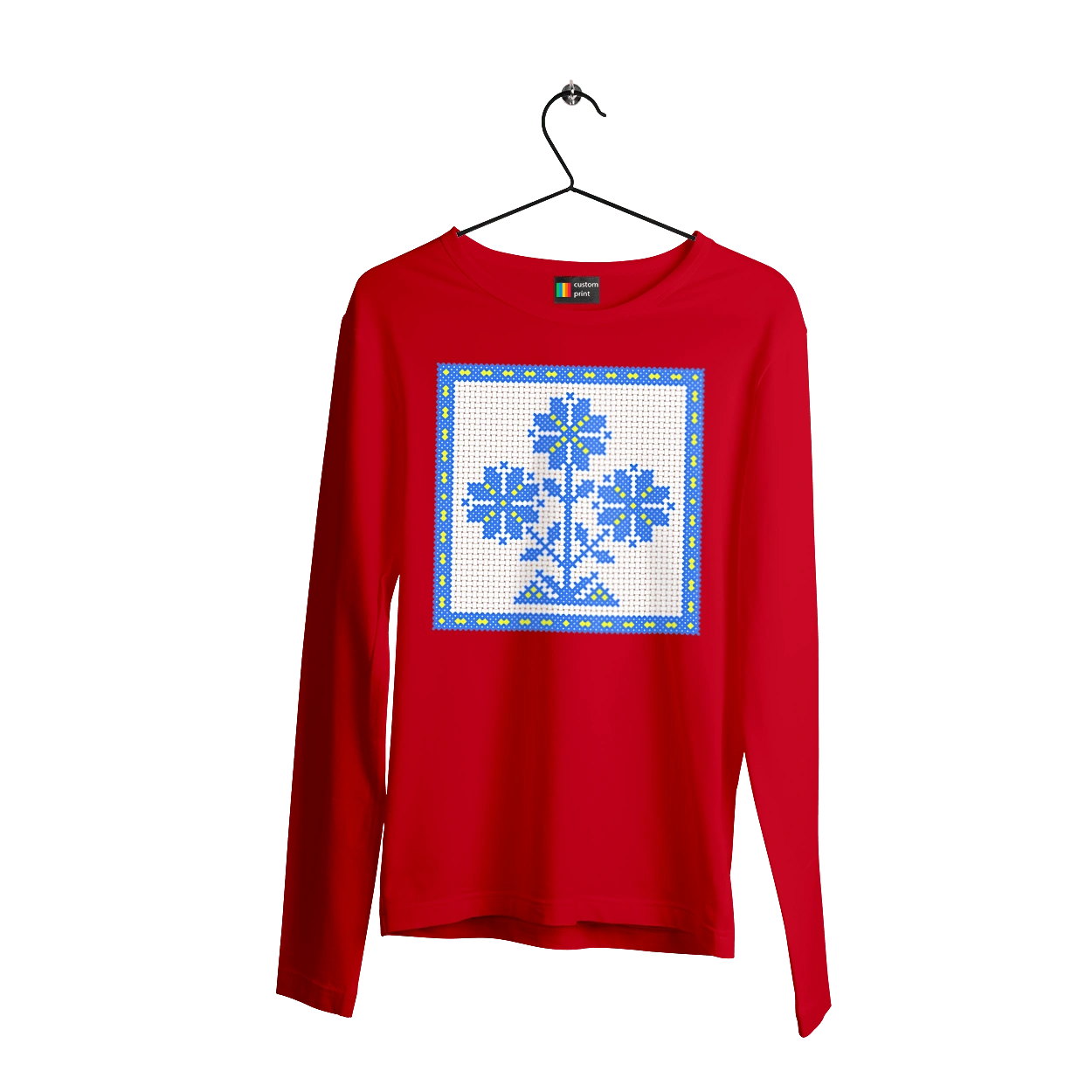 Желто голубая вышивка цветы