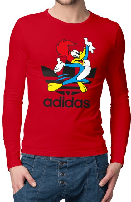 Чоловічій лонгслів з принтом "Adidas Вуді Вудпекер". Adidas, woody woodpecker, адідас, вуді, вуді вудпекер, дятел вуді, мультсеріал. 2070702