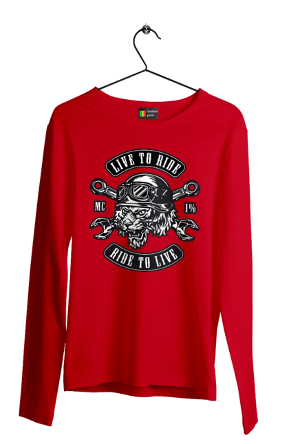 Men`s longsleeve with prints Live To Ride, Tiger. Moped, tiger, to ride. 2070702