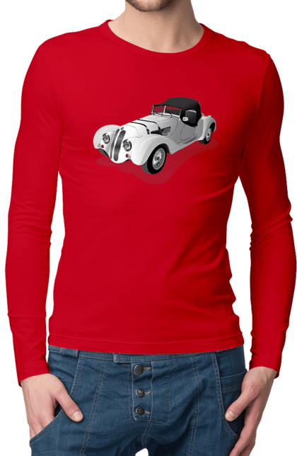Чоловічий лонгслів з принтом "Автомобіль". Авто, автомобиль, класика, старовинна машина, старовинний. 2070702