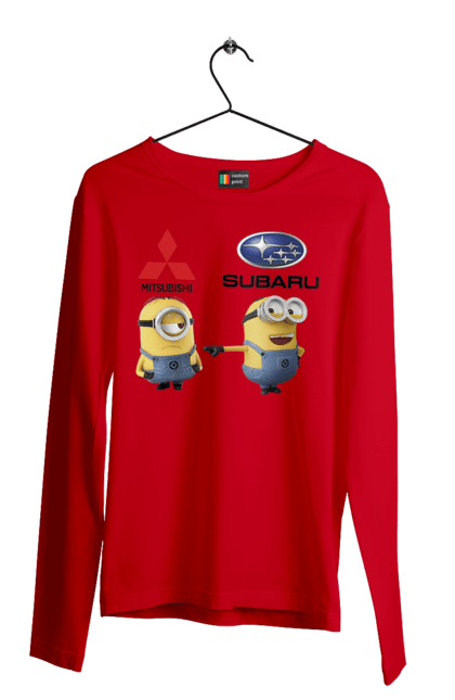 Чоловічий лонгслів з принтом "Minion Субару". Авто, машини, міньйони, мітсубісі, субару. 2070702