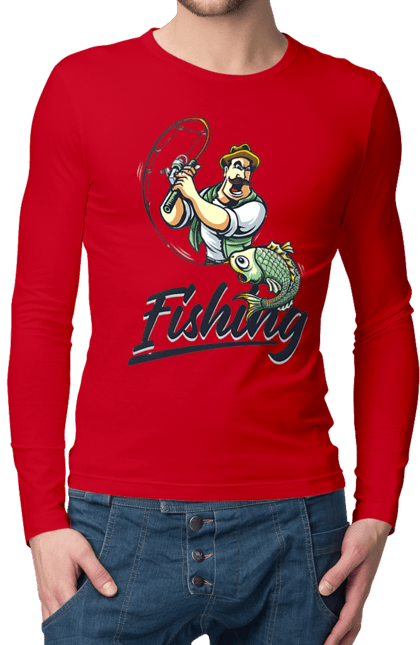 Чоловічий лонгслів з принтом "Рибалка, літо". Відпочинок, літо, рибалка. 2070702