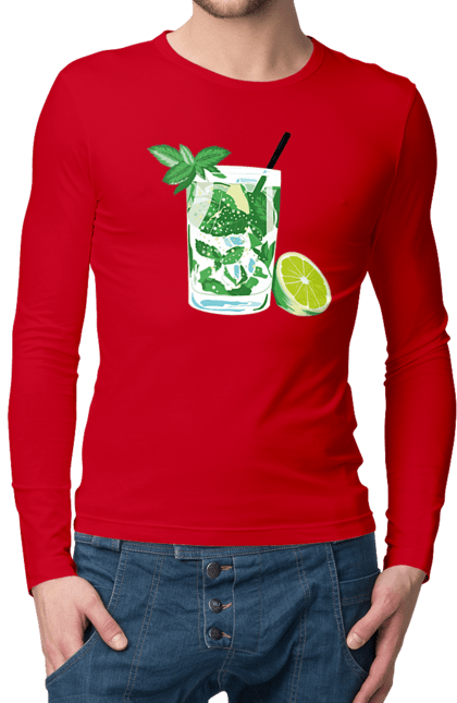 Men`s longsleeve with prints Mojito And Lemon Drink. Drink, lemon, mojito. 2070702