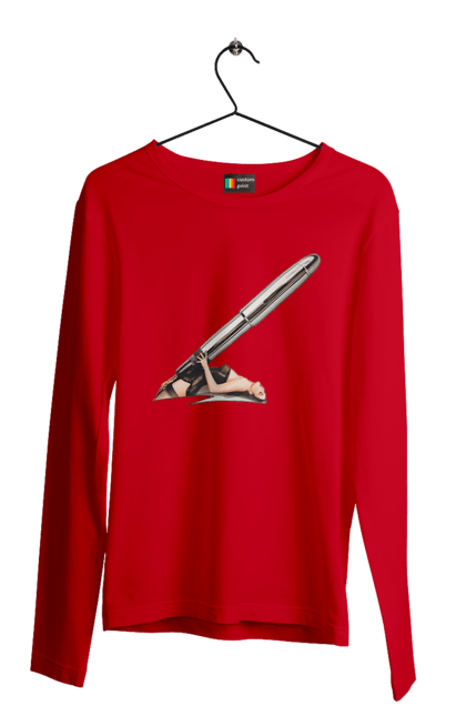 Чоловічий лонгслів з принтом "Великий Патрон". Дівчина, куля, патрон. 2070702