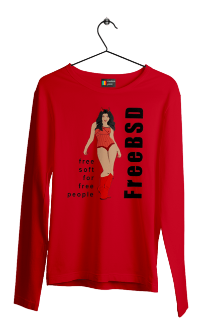 Чоловічий лонгслів з принтом "Freebsd Для Вільних". Bsd, freebsd, unix, адміністратор, айті, айтішник, безкоштовна, безкоштовно, бестія, вільна, демон, демонесса, дівчина, для дорослих, доступність, еротика, еротична, жінка, незалежність, операційна система, ос, програміст, програмне забезпечення, свобода, сисадмін, система, системний адміністратор, софт, текст, червоний, чорний. 2070702