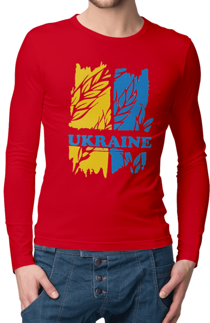 Чоловічий лонгслів з принтом "Україна колоски пшениці". Колоски пшениці, символ україни, україна, україна колоски пшениці, українська символіка. 2070702