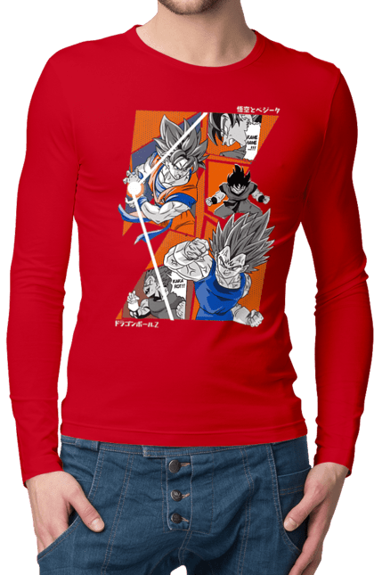 Men's longsleeve with prints Dragon Ball. Anime, dragon ball, goku, manga, tv series, vegeta. 2070702