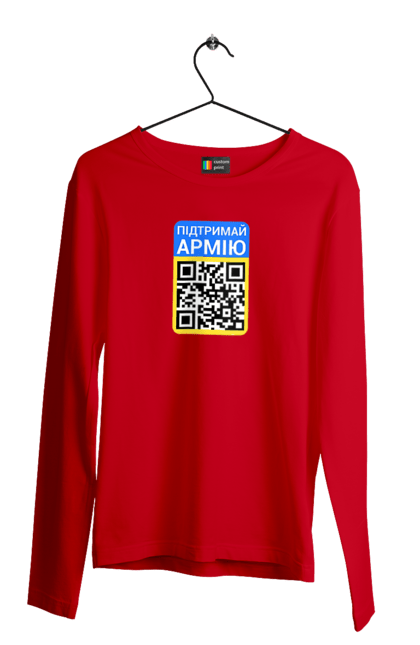 Мужской лонгслив с принтом QR КОД. Charity, code, flag of ukraine, support the army, symbolics, ссу, украина. 2070702