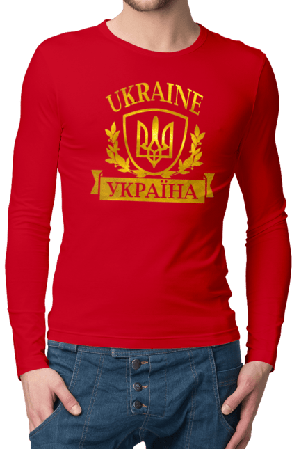 Чоловічий лонгслів з принтом "Герб України". Герб, герб україни, доброго вечора, з гербом україни, з тризубом, зсу, патріотична, прапор. 2070702