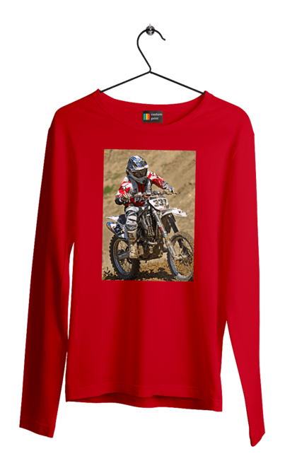 Мужской лонгслив с принтом МОТОГОНЩИК. Мото, мотогонщик, мотоцикл, спорт, спортсмен. 2070702