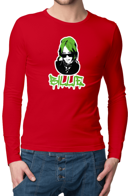 Чоловічий лонгслів з принтом "Billie Eilish". Активістка, біллі айліш, мизукант, права, співачка, тварини. 2070702