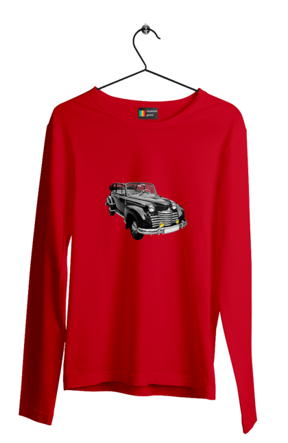 Чоловічий лонгслів з принтом "Авто.5". Авто, професійне фото, ретро авто, фото, чорний колір. 2070702