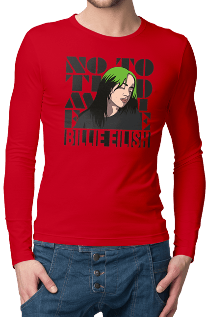 Чоловічий лонгслів з принтом "Біллі Айліш". Біллі айліш, логотип біллі айліш, принт біллі айліш, співачка біллі айліш. 2070702