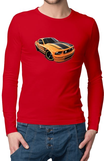 Чоловічий лонгслів з принтом "Помаранчева, швидкісна машина". Їзда, колеса, машина, швидкість. 2070702