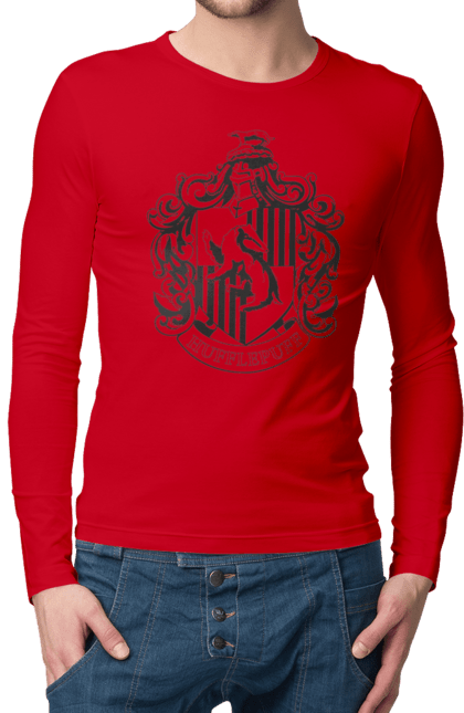 Men's longsleeve with prints Harry Potter Hufflepuff. Faculty, franchise, harry potter, hogwarts, hufflepuff. 2070702