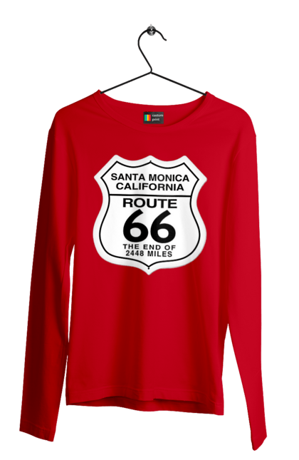 Чоловічий лонгслів з принтом "Route 66". Байк, байкер, байкер клуб, брат, брати, брутал, гарячий асфальт, гарячий кінь, гарячий стрижень, дорога 50, дорога 66, дорога 80, дороги америки, дороги україни, жага швидкості, клуб байкерів, мотоцикл, мотоцикліст, справжній чоловік, чувак, швидкість. 2070702