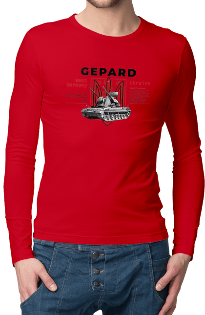 Чоловічий лонгслів з принтом "Gepard". F16, gepard, nasams, stinger, zuzana, гаубиця, два герби, залужний, сюзанна. 2070702