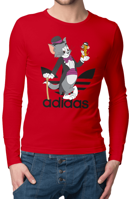 Чоловічій лонгслів з принтом "Adidas Том і Джеррі". Adidas, tom and jerry, адідас, джеррі, кіт, миша, мульт, мультсеріал, том, том і джеррі. 2070702