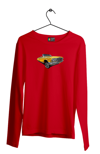 Чоловічий лонгслів з принтом "Автомобіль". Автомобіль, імпала, класика, лоурайдер, шевроле. 2070702