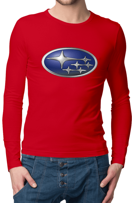 Чоловічий лонгслів з принтом "Subaru". Авто, логотип, субару. 2070702