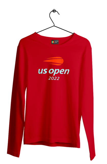 Чоловічій лонгслів з принтом "Тенісний турнір US Open 2022". Великий теніс, відкритий чемпіонат, гравці, м`яч, нью йорк, призовий фонд, ракетка, турнір на ґрунті, хард, чемпіонат америки. futbolka.stylus.ua