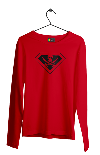 Men`s longsleeve with prints Super pirate. Batman, cinema, comics, marvel, movies, superheroes, superman. 2070702
