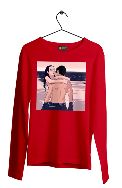 Чоловічий лонгслів з принтом "Парочка Обнімається В Річці". Голо, кохання, пара. 2070702