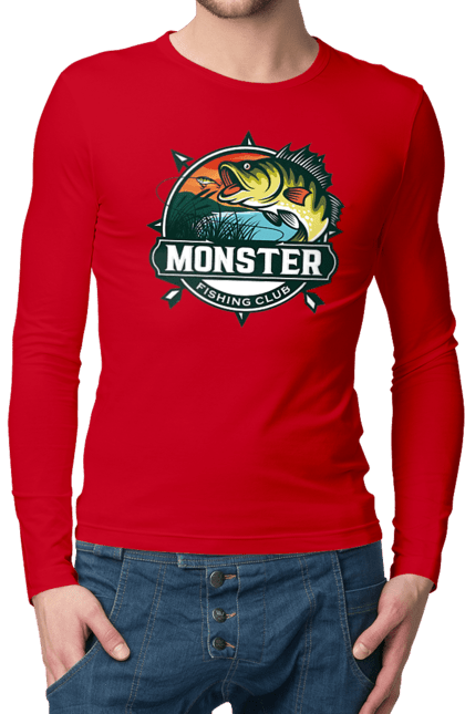 Men`s longsleeve with prints Fishing club. Fisherman, fishing, hobby, vacation. 2070702