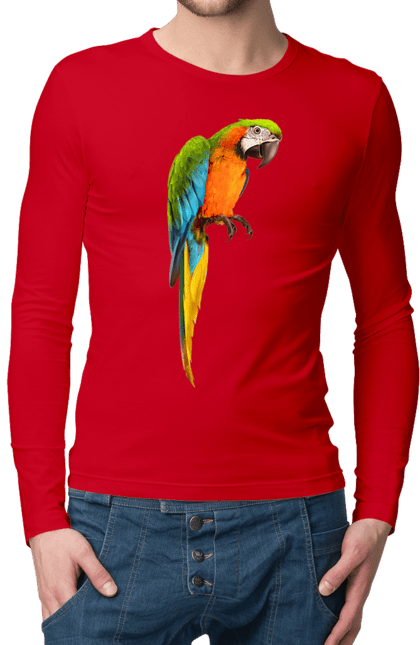 Чоловічий лонгслів з принтом "Просто Папуга". Папуга, пташка. 2070702