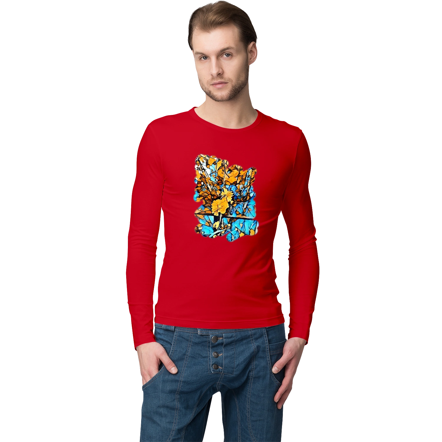 Yellow flowers on a blue background