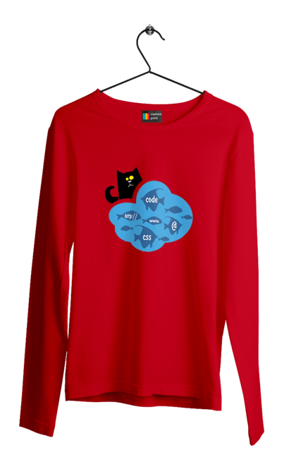 Чоловічий лонгслів з принтом "Кіт програміст". Angular, c, css, html, it, javascript, jquery, php, python, react, svelt, vue, айтишник, айті, гумор, код, кодувати, прогер, програміст, програмісти, ти ж, ти ж програміст, тиж програміст. 2070702