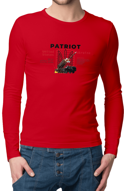 Чоловічий лонгслів з принтом "Patriot". Caesar, himars, patriot, залужний, зброя. 2070702