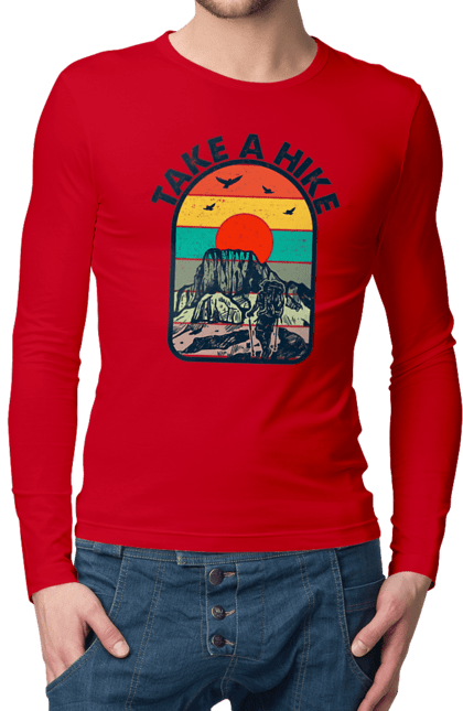 Men`s longsleeve with prints Take A Walk Climber, Mountains. Climber, hike, take a walk. 2070702
