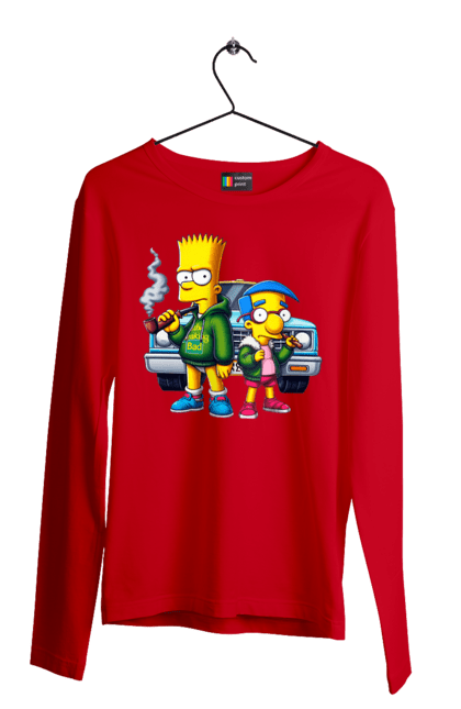 Men's longsleeve with prints Bart Breaking Bad. Bart, breaking bad, cartoon, character, laboratory, milhouse, serial, simpson, simpsons. 2070702