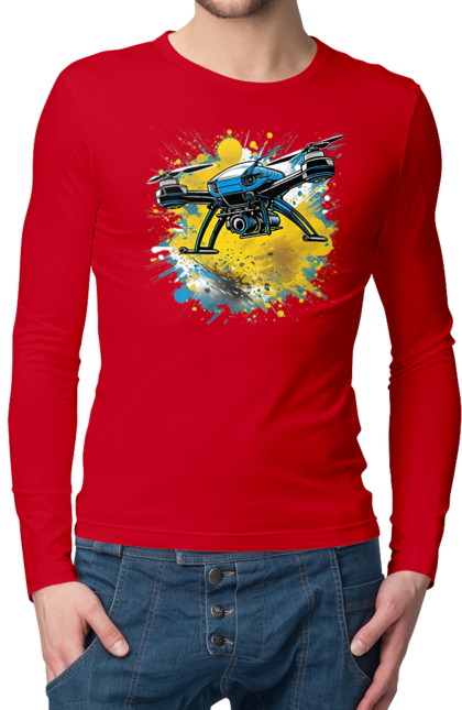 Чоловічий лонгслів з принтом "Дрон". Дрон, зсу, символ україни, україна, фпв дрон. 2070702