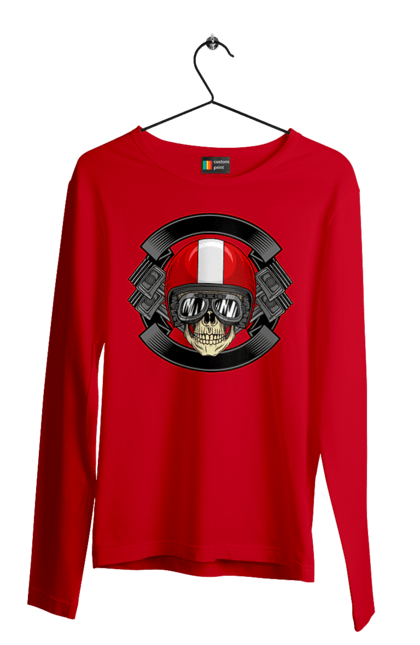 Men`s longsleeve with prints skull motorcyclist. Helmet, motorcyclist \, skull. 2070702
