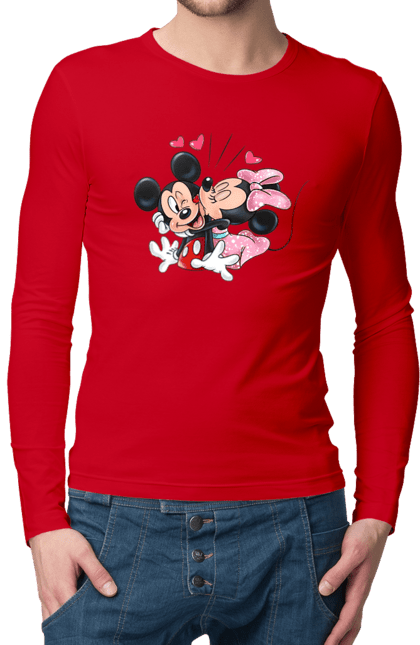 Чоловічій лонгслів з принтом "Міккі Маус та Мінні Маус". Mickey mouse, minnie mouse, дісней, міккі, міккі маус, мінні маус, мультфільм. 2070702