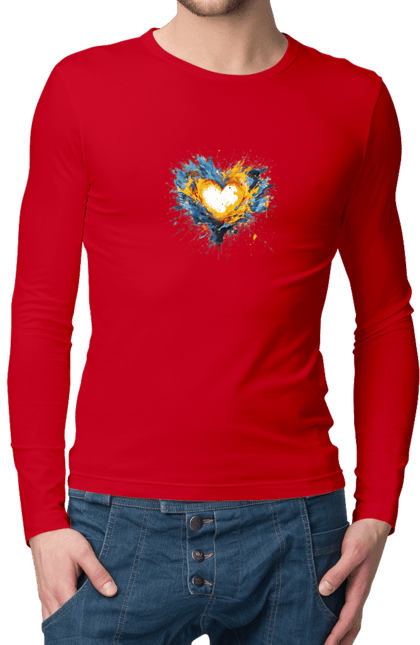 Men`s longsleeve with prints Patriot heart. Heart, patriotic, ukraine, ukrainian, ukrainian flag. 2070702