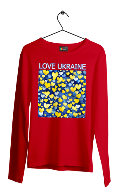 Чоловічий лонгслів з принтом "Люблю Україну". Люблю україну, любов, серце, символи україни, україна, українська символіка. 2070702