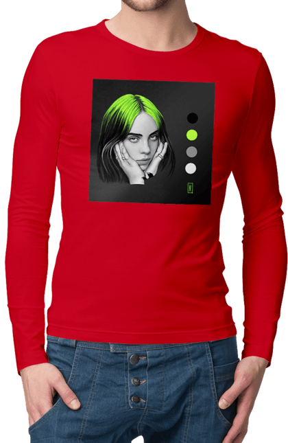 Чоловічий лонгслів з принтом "Біллі Ейліш". Біллі, біллі ейліш, ейліш. 2070702