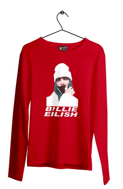 Чоловічий лонгслів з принтом "Біллі Айліш". Біллі айліш, логотип біллі айліш, принт біллі айліш, співачка біллі айліш. 2070702